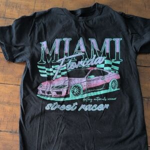 Miami Florida Street Racer Graphic Tee - Black